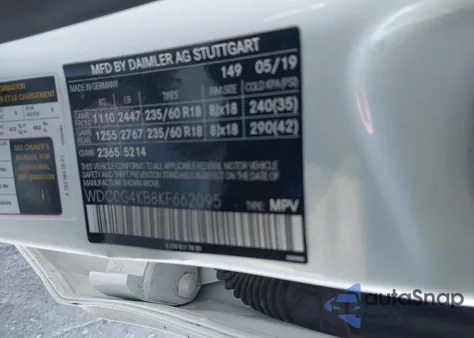 2019 Mercedes-Benz Glc 300 4Matic из США, поврежденный, VIN WDC0G4KB8KF662095